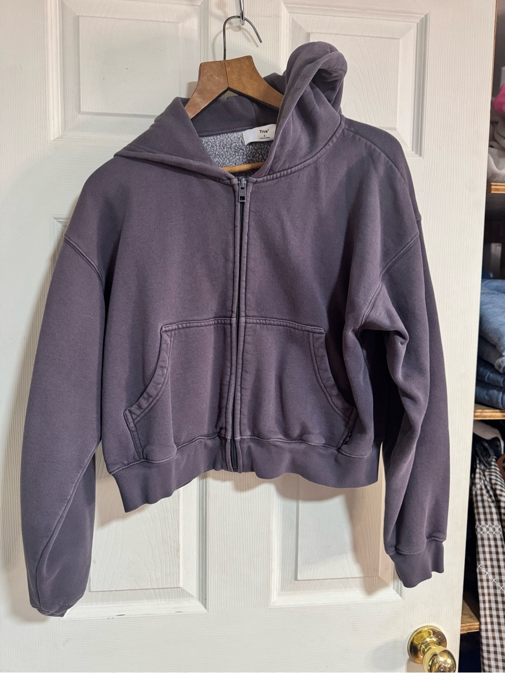 TNA Zip-Up Hooded Sweatshirt in Dusty Purple